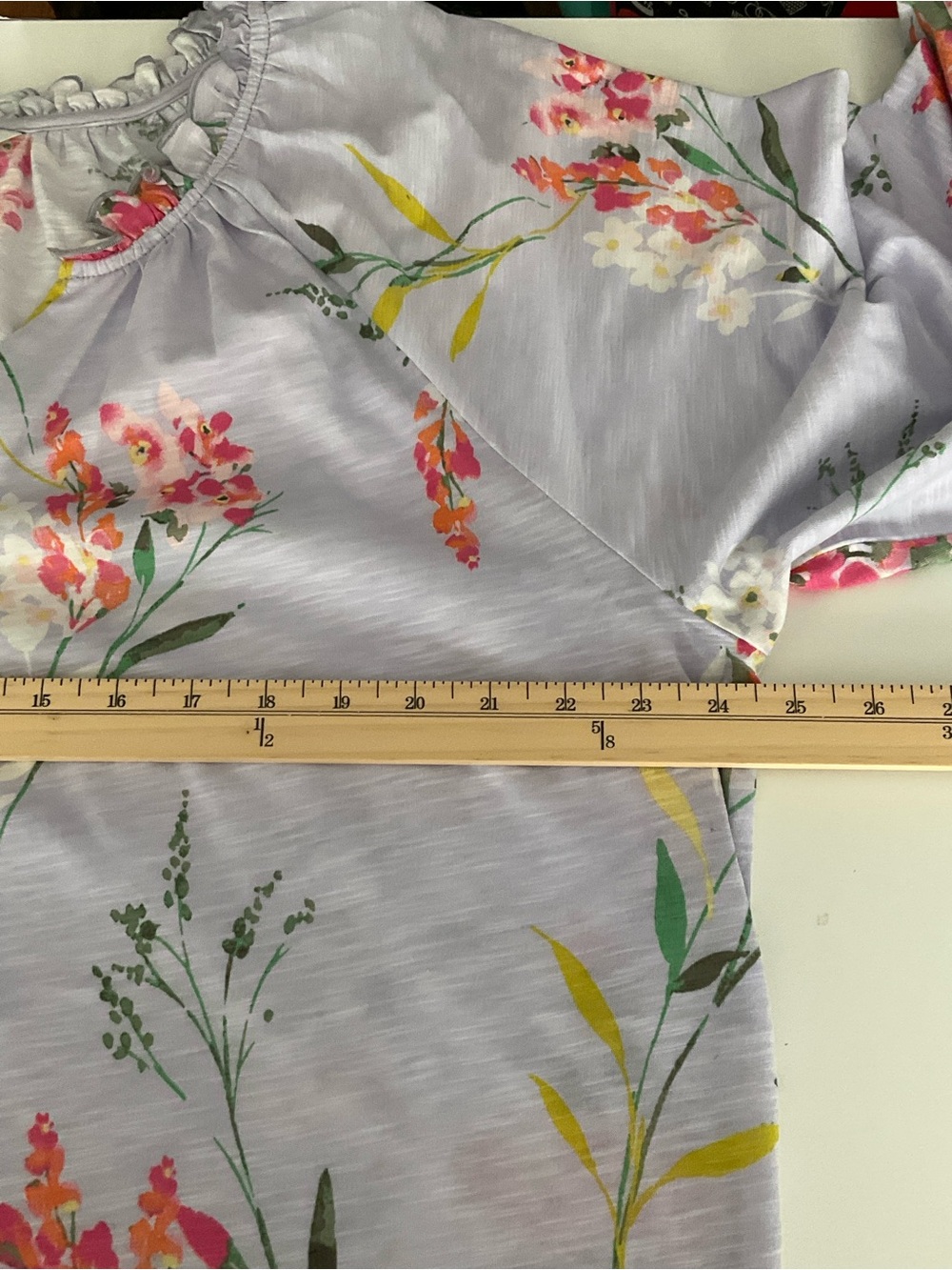 CJ Banks Lavender Floral Print Split V-Neck Tunic Cotton Modal Blend NWT - Picture 6 of 9